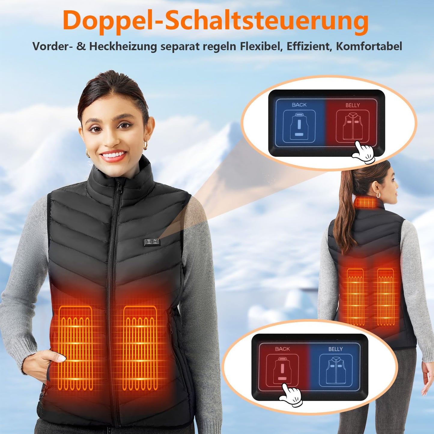 Mincoo Heated Vest for Women Electric USB Heated Vests with 5V 10000mAh Battery, Winter Warm Jacket Vest for Outdoor Activities Hiking Hunting (XXL)