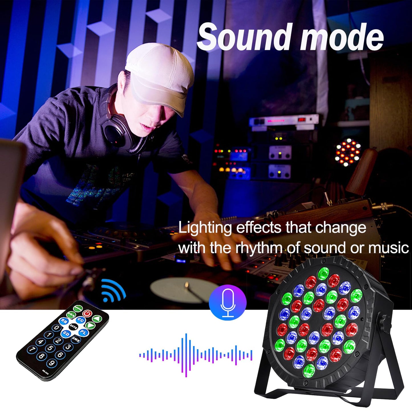 LED Par Spotlight 36 LED Stage Light Disco Light Party Light DJ Light RGB with Remote Control Stage Lighting 7 Lighting Modes for KTV DJ Bar Party Wedding Halloween Christmas