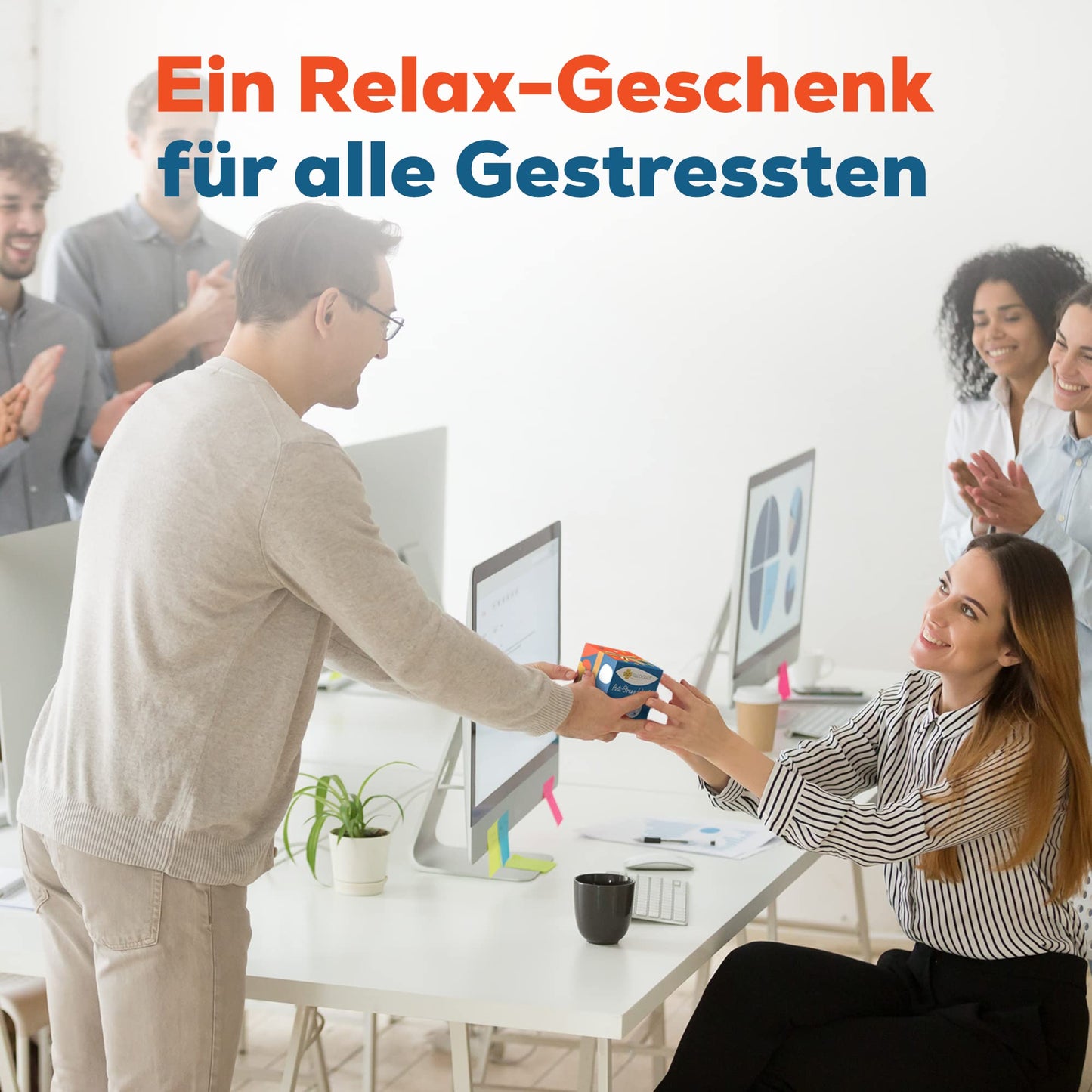 GLÜCKSGUT® Anti-Stress Cubes | 2-Pack Pictograms | Funny stress cube | 6 designs, gift box & instructions | Toy for stress relief, coworkers & office gift