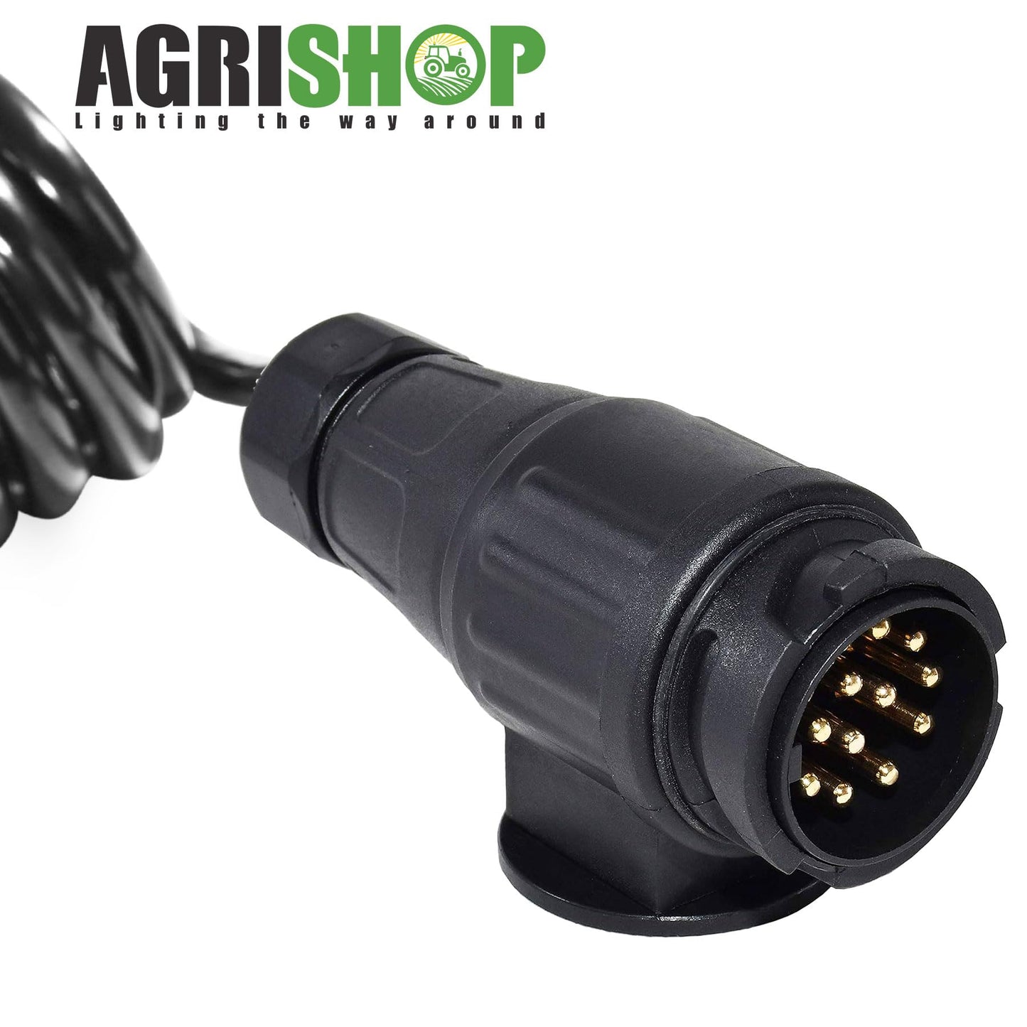 AgriShop Trailer Extension Cable Adapter 13-Pin to 13-Pin, 1.8M Coiled Trailer Cable 13-pin Trailer Extension with Male Female Plug, Adapter Trailer Coupling 13 to 13 pin CE