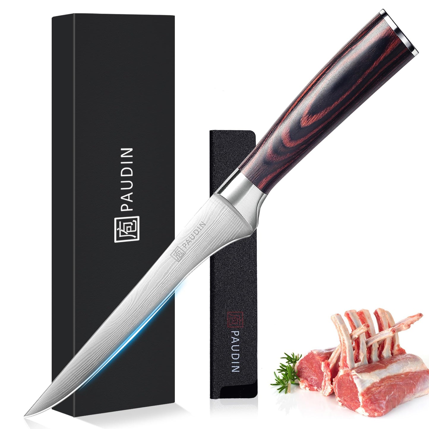 PAUDIN 15 cm fillet knife kitchen knife made of high-quality stainless steel, professional chef's knife with sharp blade
