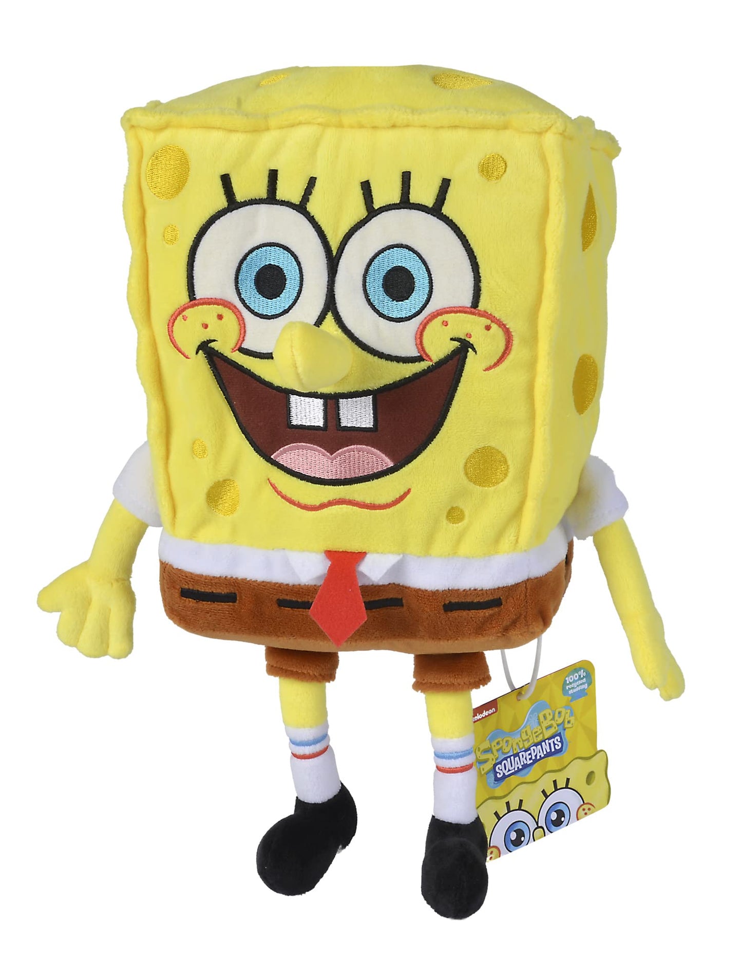 Simba 109491000 - Spongebob Squarepants Plush 35cm, plush figure made from recycled filling material, suitable from the first months of life.