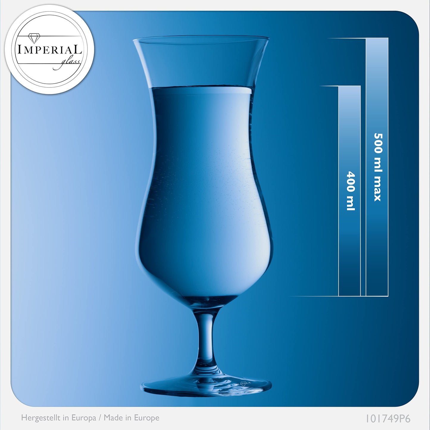 IMPERIAL glass Cocktail glasses 400ml made of Crystalline Glass Set of 6 Highball glasses Iced coffee glasses Hurricane glasses 117