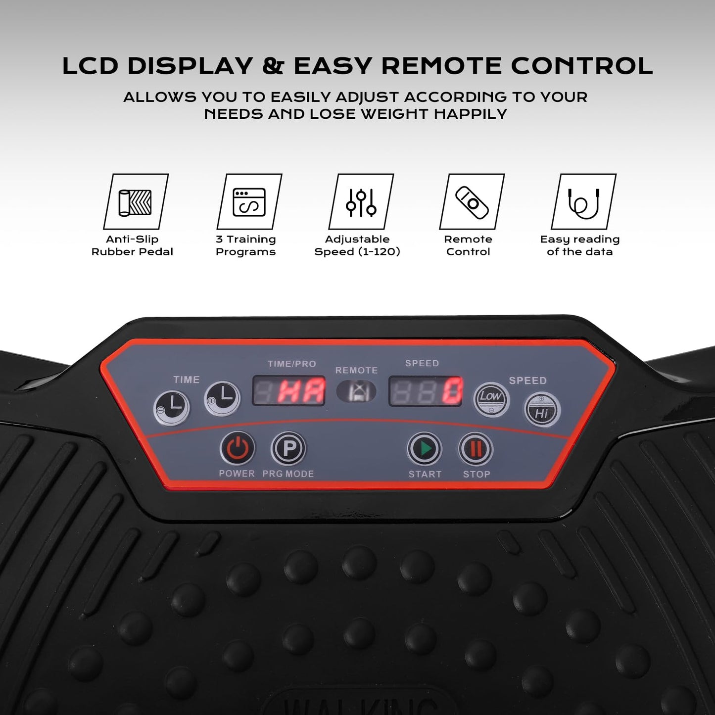LIFERUN Vibration Plate 120 Intensity Levels + 10 Training Programs Quiet Motor Home Fitness Equipment Full Body Workout Muscle Training Massage Device with Remote Control and Training Belt 180 kg (Black)