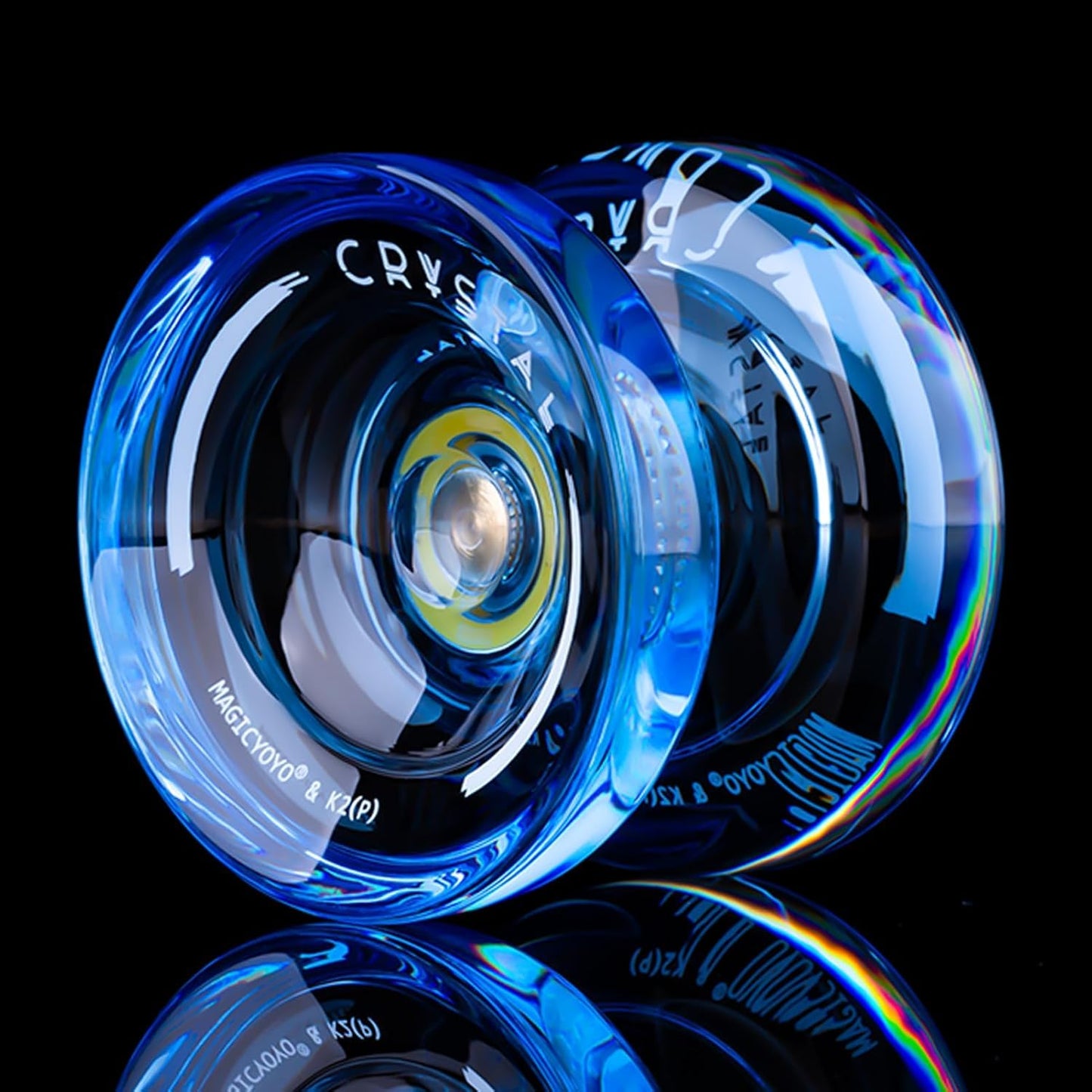 Responsive JoJo for Kids K2 Crystal Blue, plastic YoYo, professional Yoyo with Unresponsive Bearing, Trick Yoyo for Adults, with Bearing Remover, Bag, 12 Yo-Yo Strings