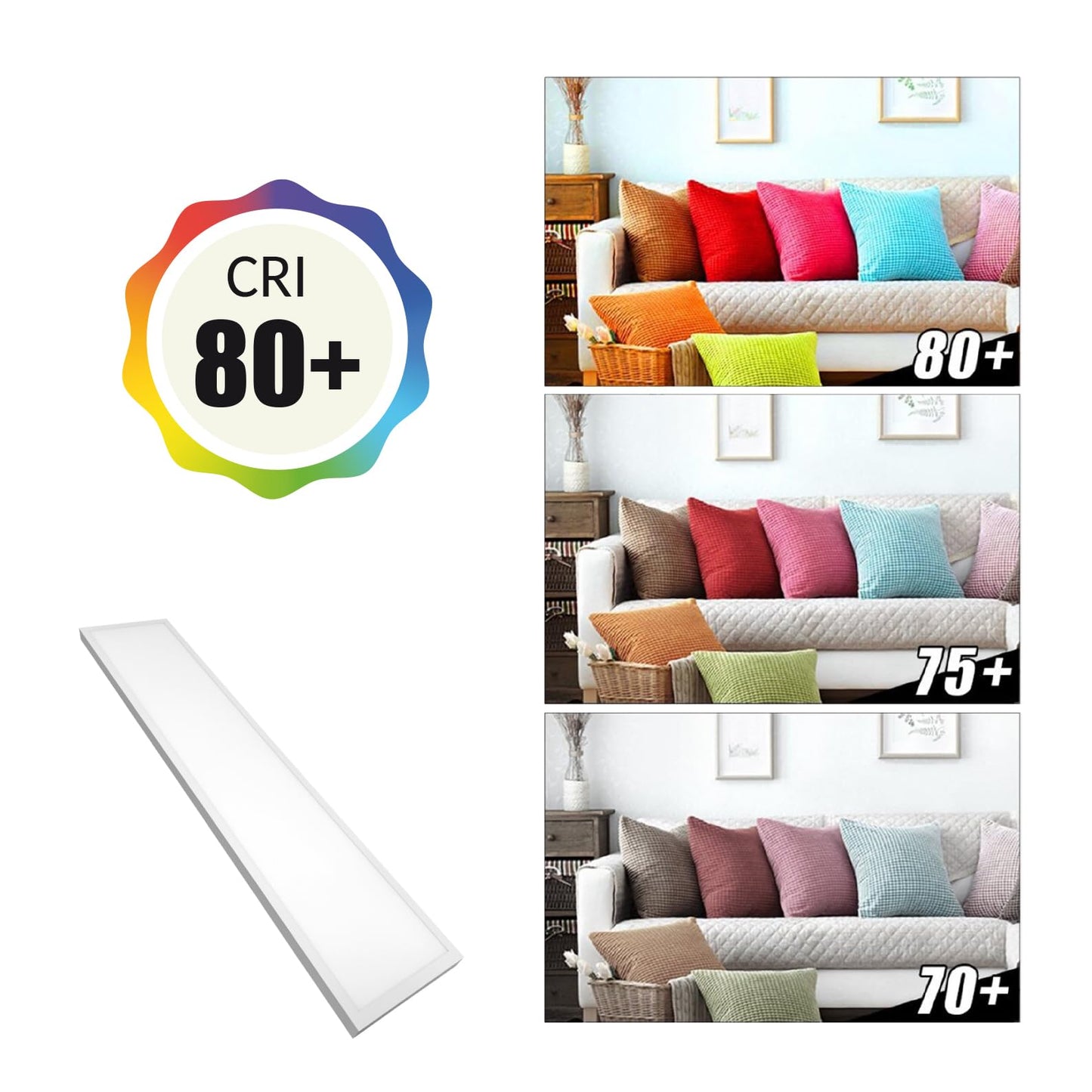LED ATOMANT pack of 2 mounting frames + LED recessed panel lights 120x30cm 48W, CCT (color selection switch Warm White, Neutral White or Cool White), 5000 lumens, driver included