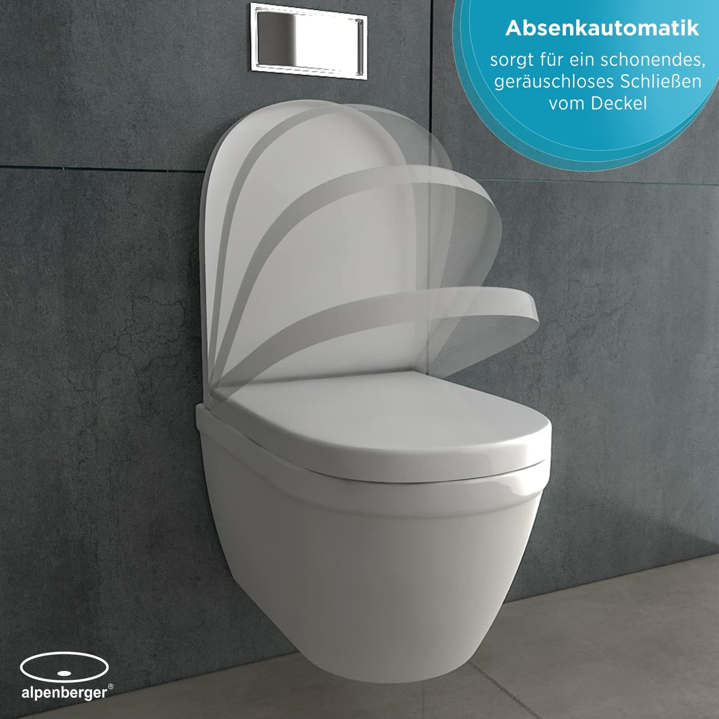 Alpenberger Shower WC | Toilet with intimate shower | Wall-mounted toilet with bidet function | Rimless wall-hung toilet with nano coating | Toilet seat with soft-close function | Compatible with Geberit