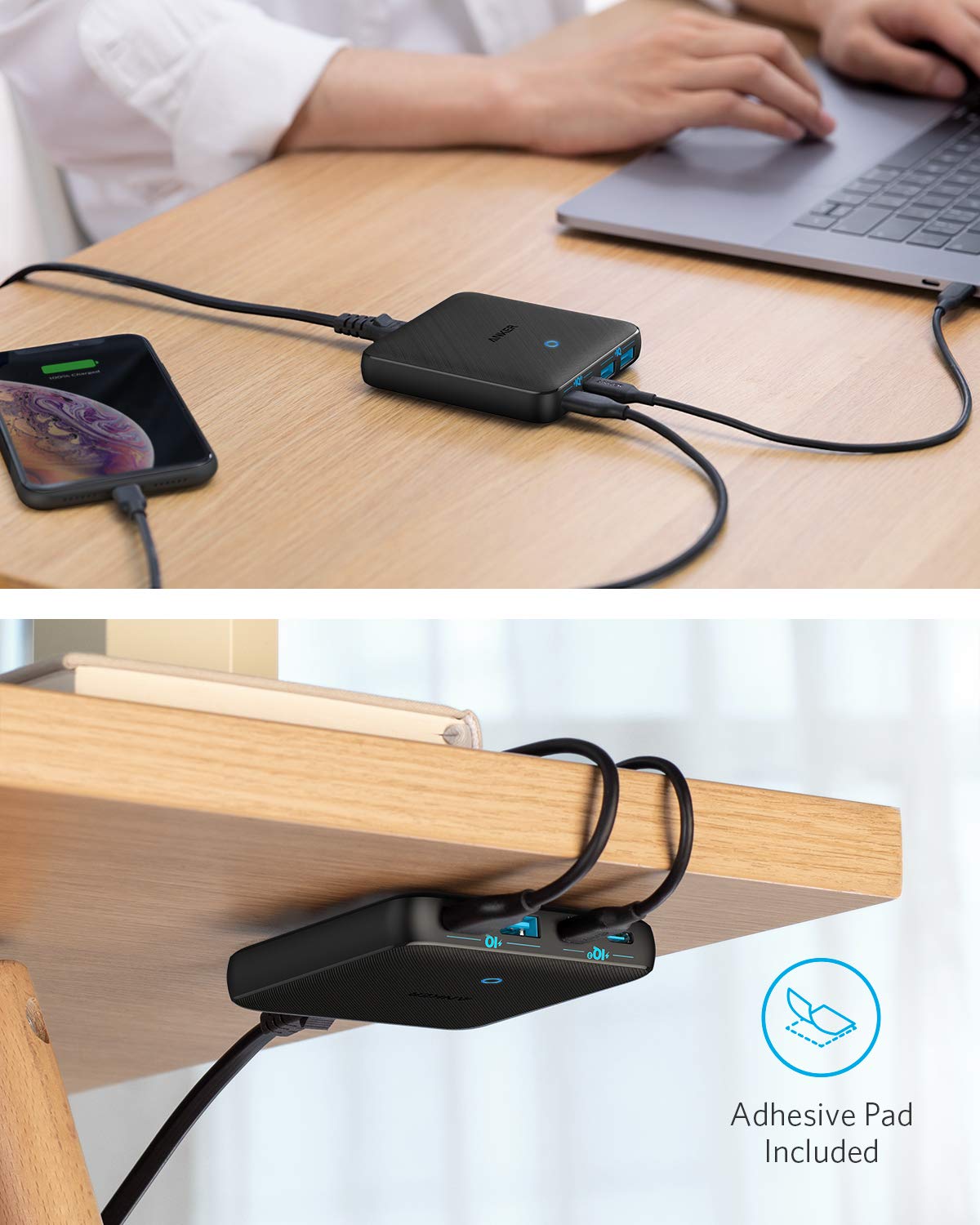Anchor USB-C charger, 543 (65W II) PIQ 3.0 & GaN 4-port power supply, slim design, two USB-C ports (45W max), iPad charger for MacBook, laptop, iPad Pro, iPhone 16/15