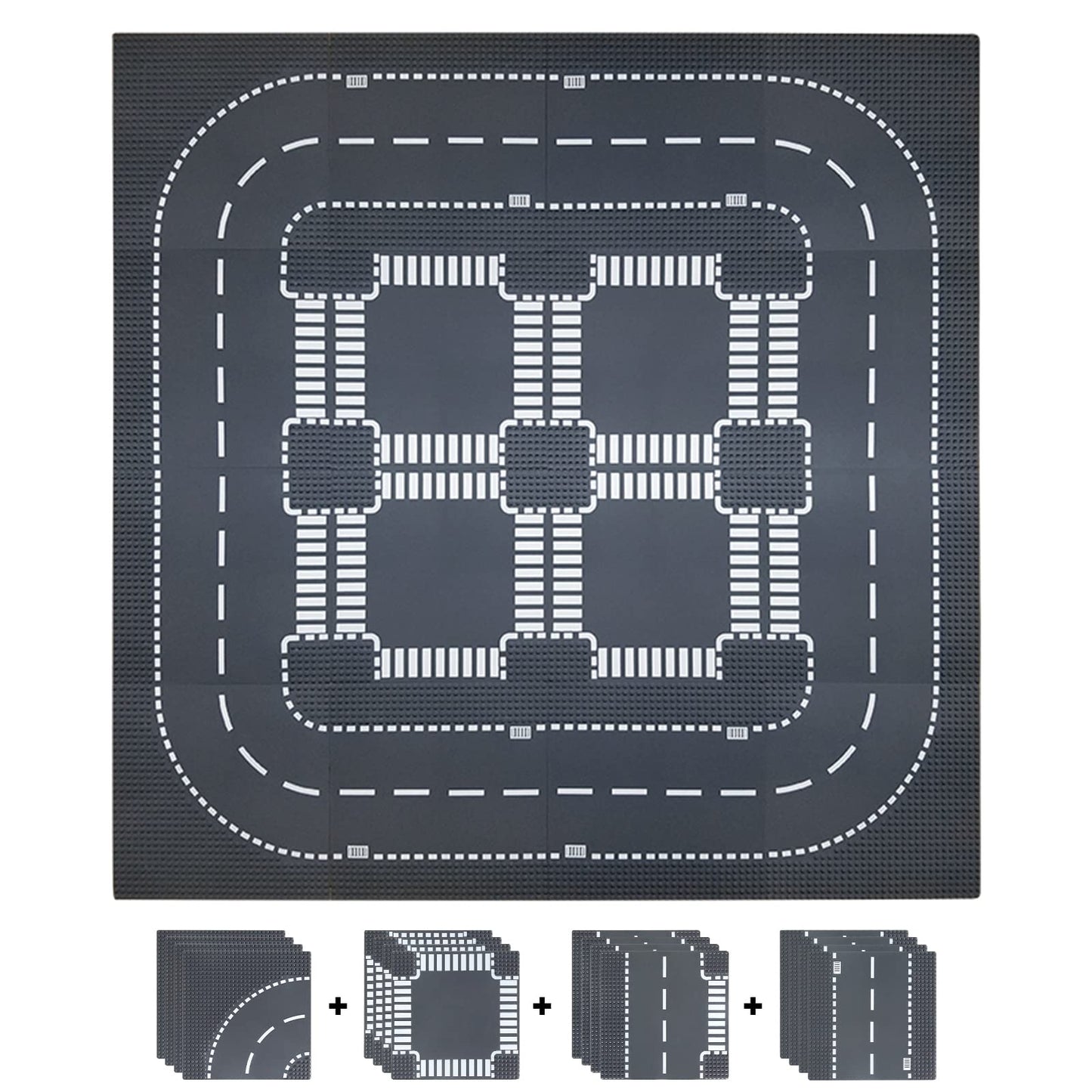 Celawork building plates for roads, cities, road tiles, classic bricks, compatible with most popular brands. 25.5 * 25.5cm plate set for creative play, educational toy.