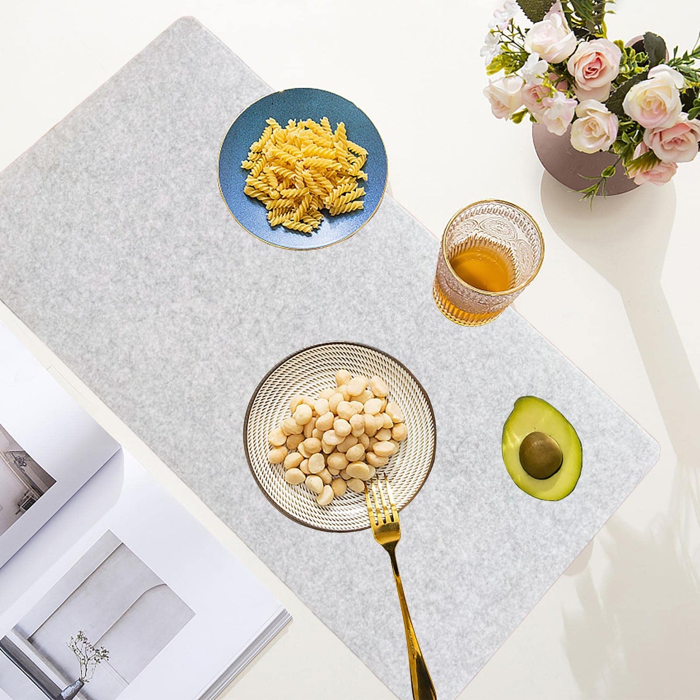 DAWNTREES Felt Desk Pad, Computer Mat for Desk, Desk Mat for Desktop, Large Mouse Pad for Desk, Desk Pad for Keyboard and Mouse (light grey)