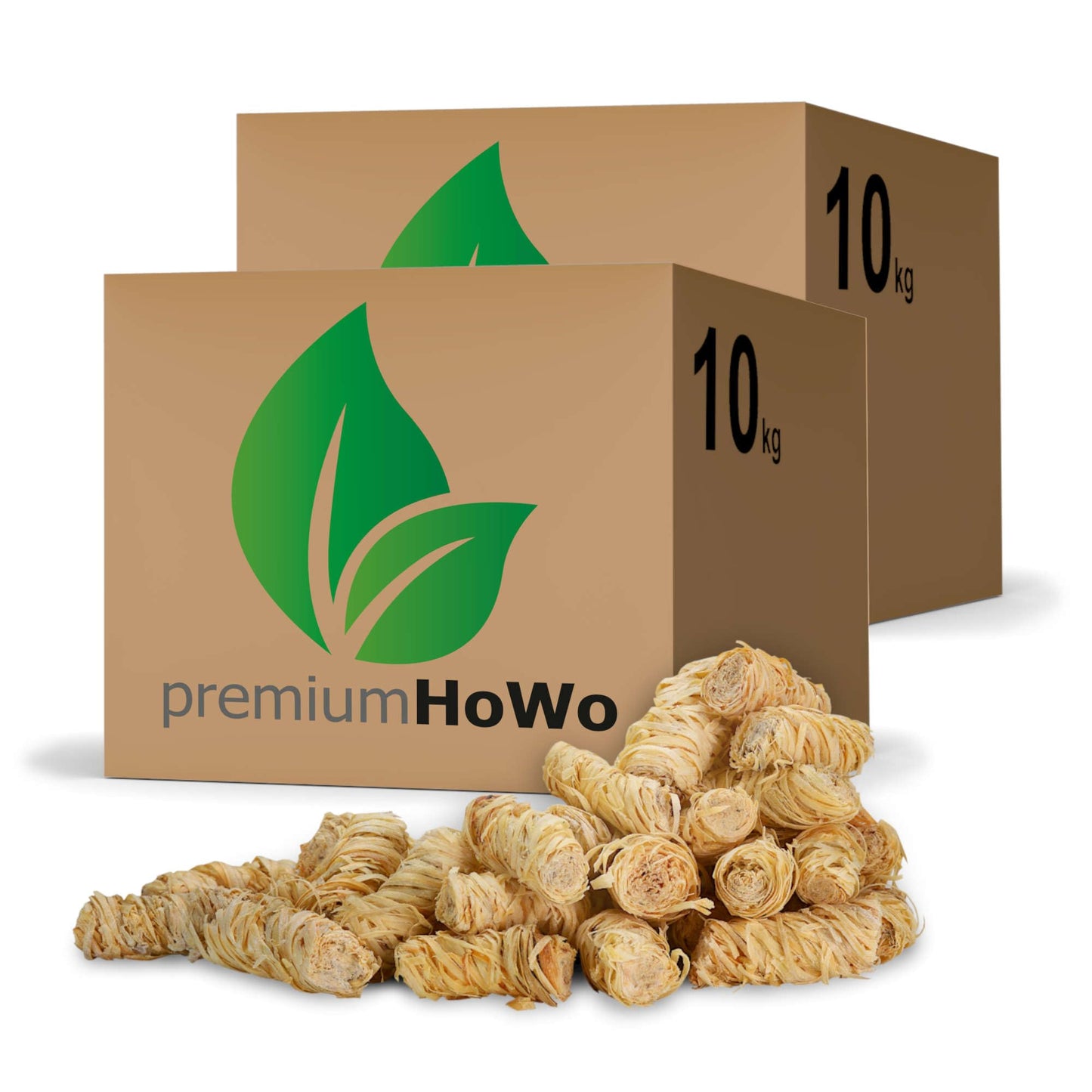 premiumHoWo (20kg = approx. 1600 pieces) Fireplace, grill, and stove starters - Eco-firelighters, wood wool, ideal for fireplace and grill - top quality Made in Germany - Also available in (3kg / 5kg / 10kg) sizes.