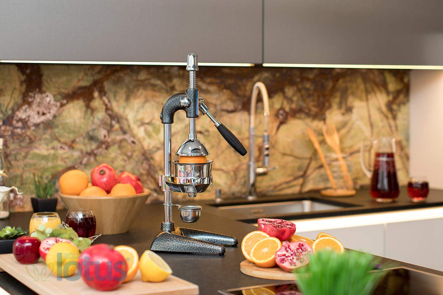 Aqua Lotus citrus juicer, hand press, manual fruit press, juice press for oranges, lemons, pomegranates, black...