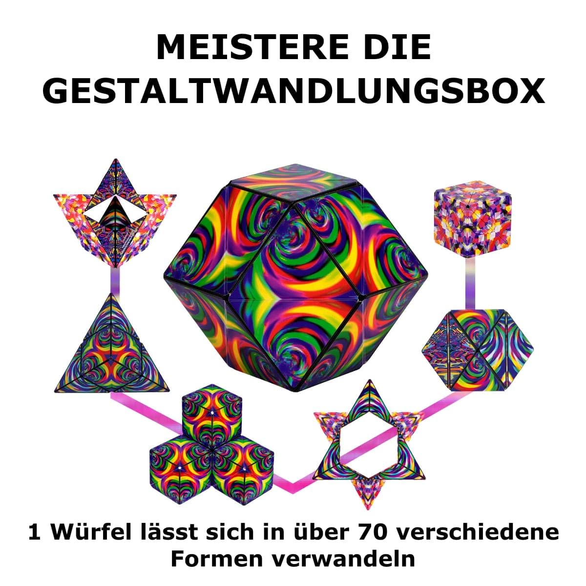 SHASHIBO Shape Shifting Box - Award-winning, patented fidget cube with 36 rare earth magnets - transforms into over 70 shapes (Confetti)