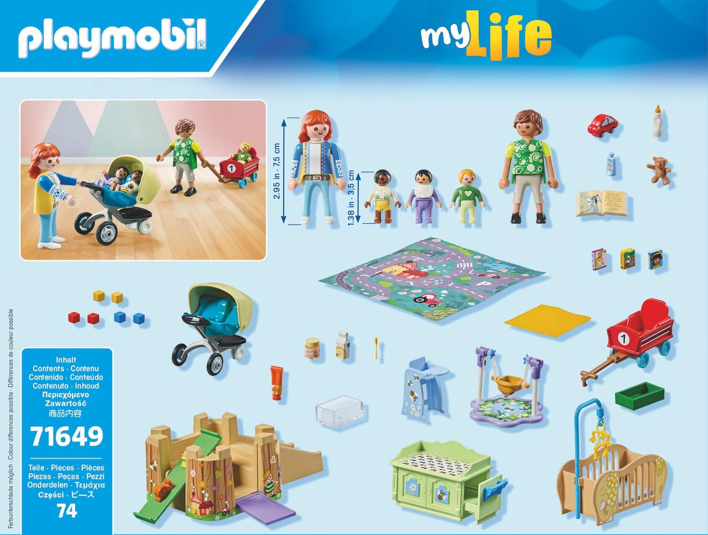 PLAYMOBIL MyLife Promo Pack 71649 Crawling Group, includes five figures, play tower, slide, and many cute accessories, detailed toy for children aged 4 and up.
