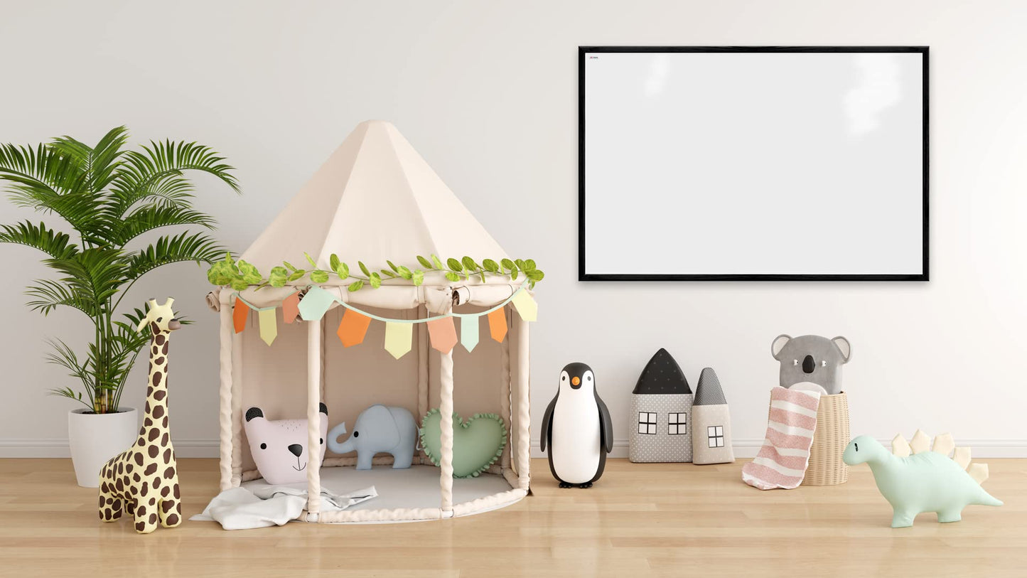 ALLboards Whiteboard with black frame 90x60cm Magnetic Whiteboard, Dry Erasable