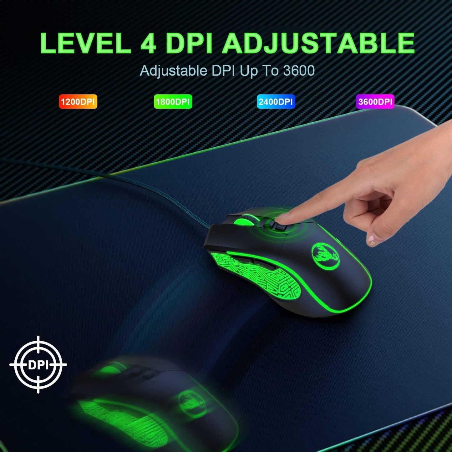 HXSJ V700 Gaming Keyboard and Mouse Set, 60% Compact Keyboard, 61 keys, TKL Layout, RGB Lighting, Optical Gaming Sensor Mouse with 7 buttons, 7-color LED light, Up to 3600 DPI, for PC, Mac-Black
