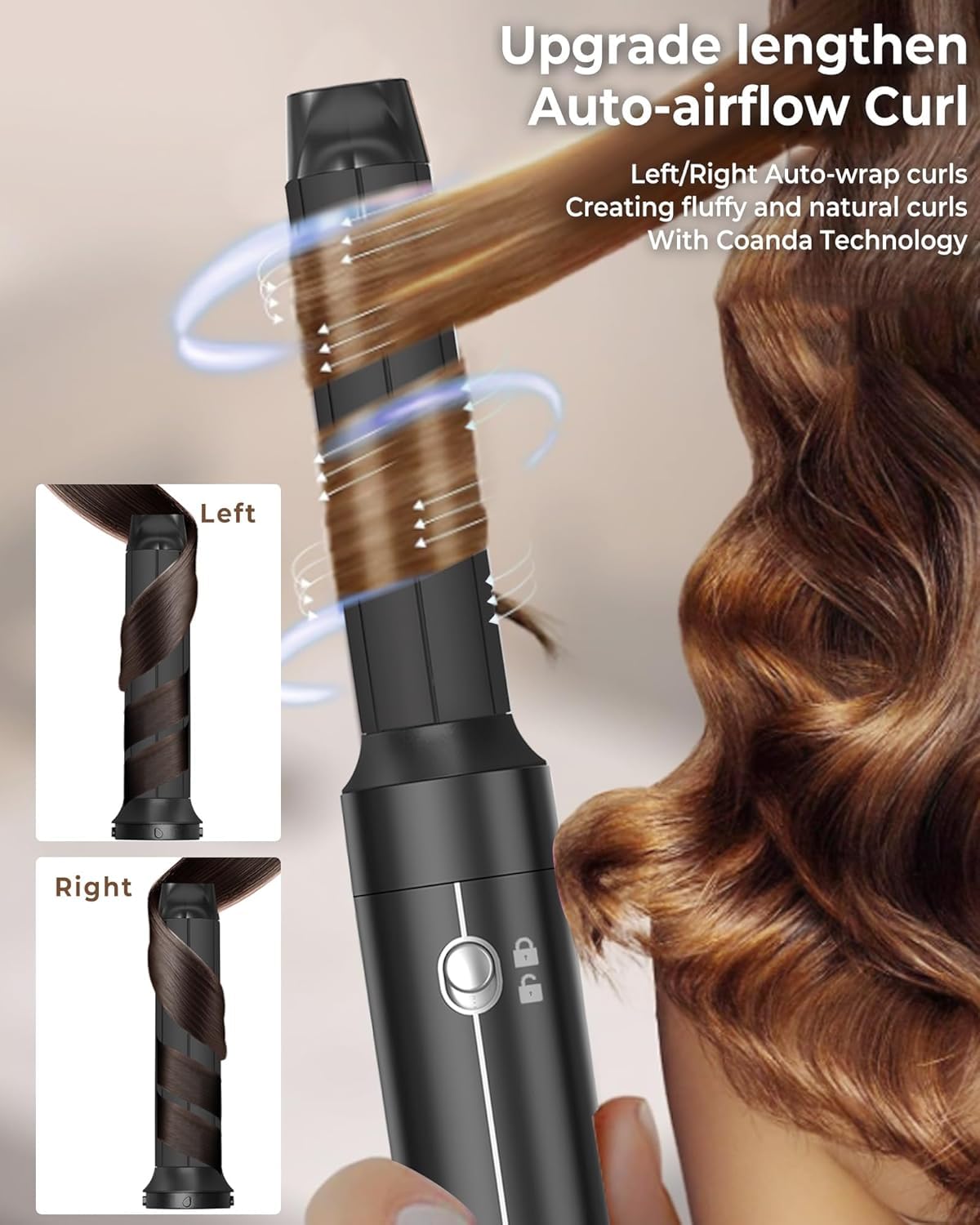Hair styler 7 in 1, UKLISS Ionic Hair Dryer with Various Attachments: hot air brush, round brush, automatic curling iron, high-speed hair dryer with diffuser, hair straightening brush, gifts for women.