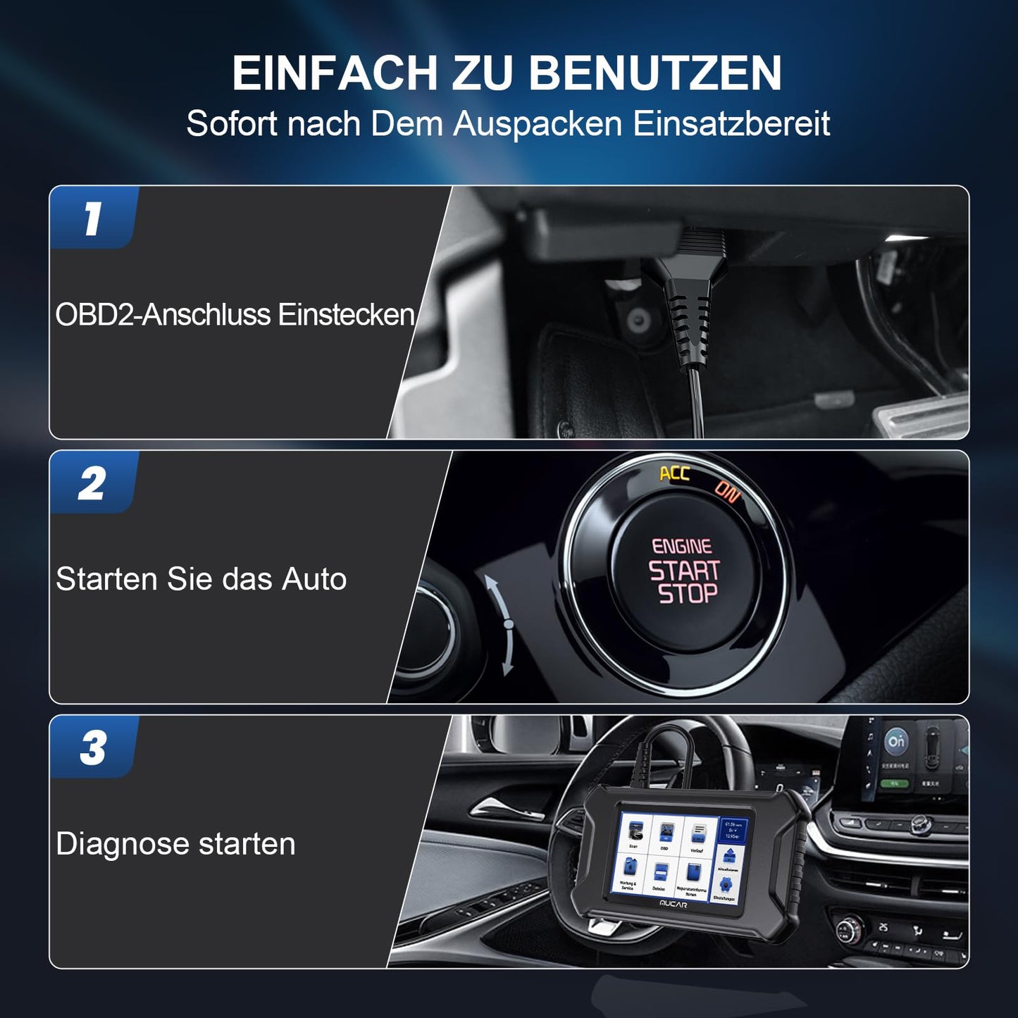 Car diagnostic tool, MUCAR CS5 OBD2 diagnostic tool with 5 system diagnoses (ECM/SRS/ABS/BCM/TCM), car diagnostic tool for AutoVIN, Android 7.0, free to use.