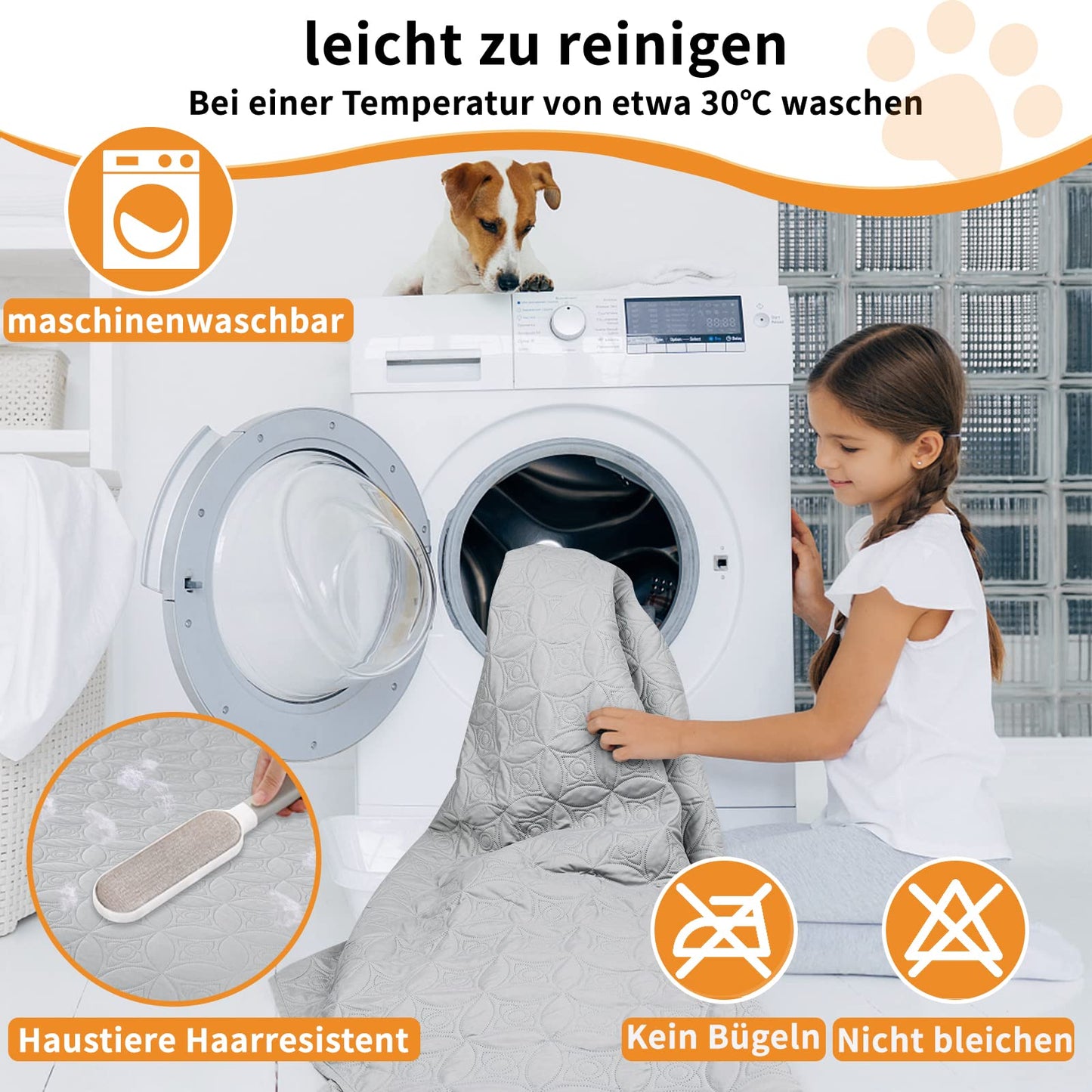 PICK FOR LIFE water-resistant dog blanket, 208x208cm. Reversible pet blanket for large and small dogs. Protects bed, sofa, car.