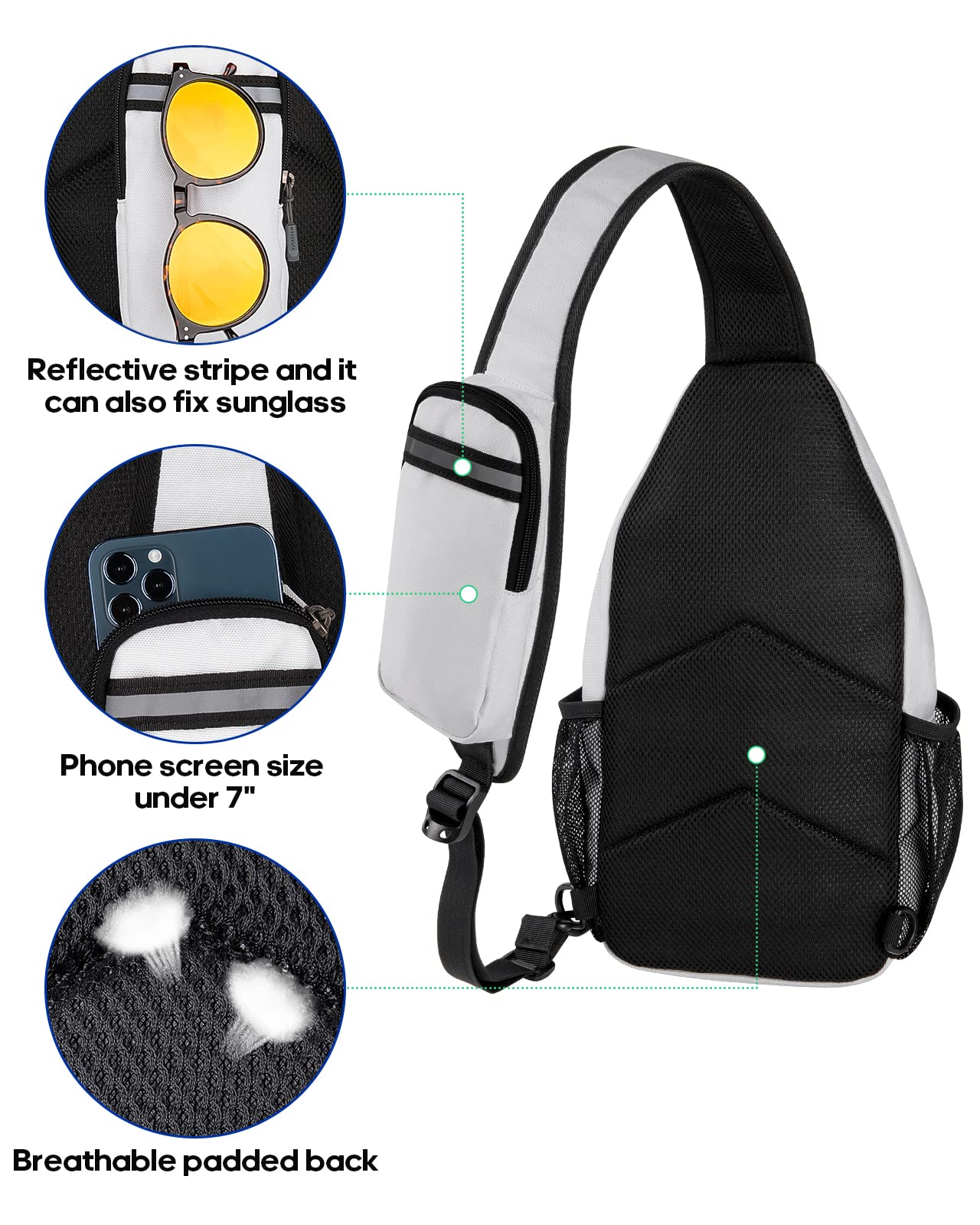 WATERFLY Sling Backpack Shoulder Bag Crossbody Bag Adjustable Strap Hiking Chest Pack for Men and Women