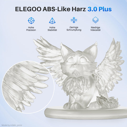 ELEGOO ABS-Like Resin 3.0 Plus, 3D printer resin 405nm rapid UV-curing photopolymer resin, high precision for LCD 3D printers translucent 1kg