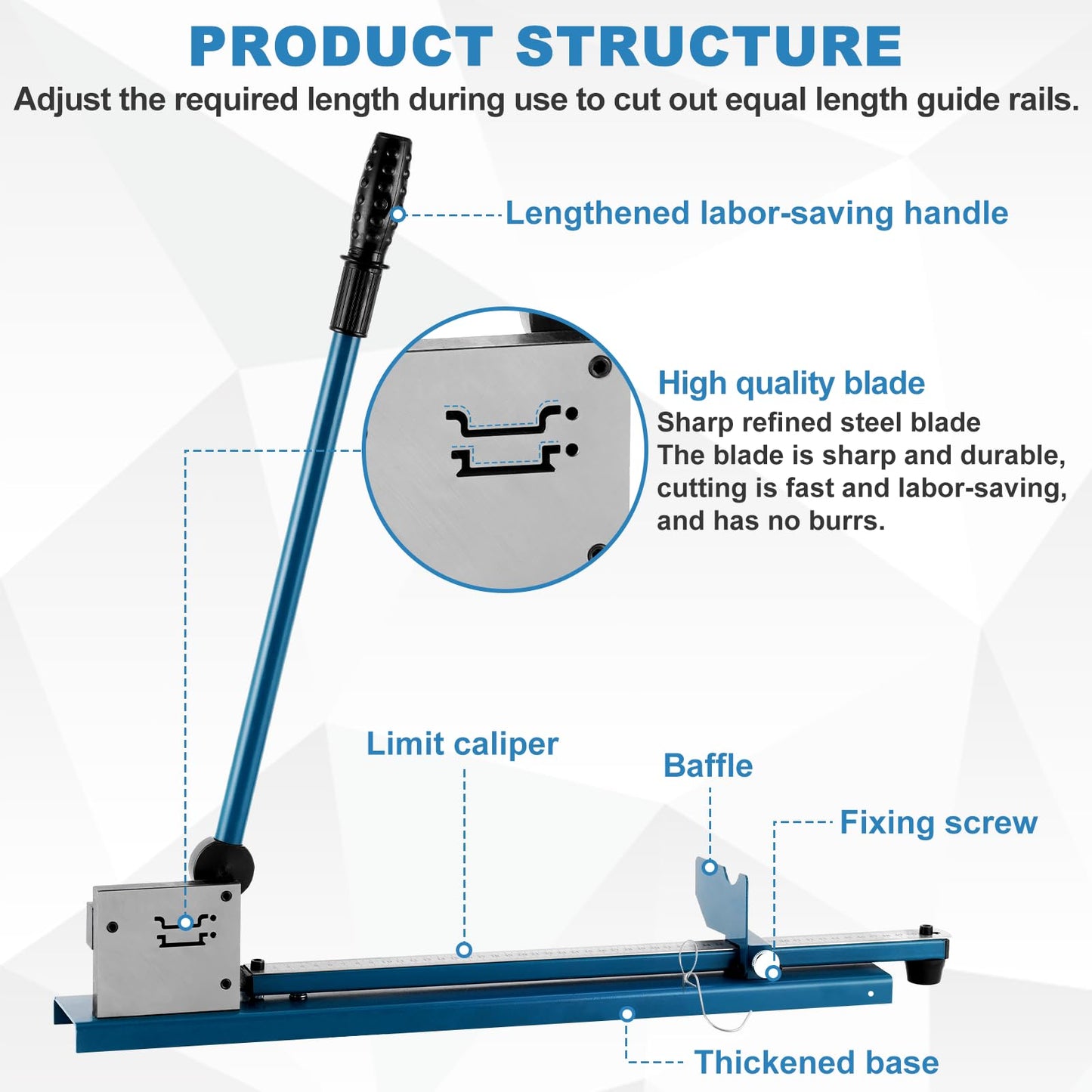 MXBAOHENG DIN Rail Cutter Double Hole Rail Cutting Machine with Ruler for cutting Steel/Aluminum Rail (blue)