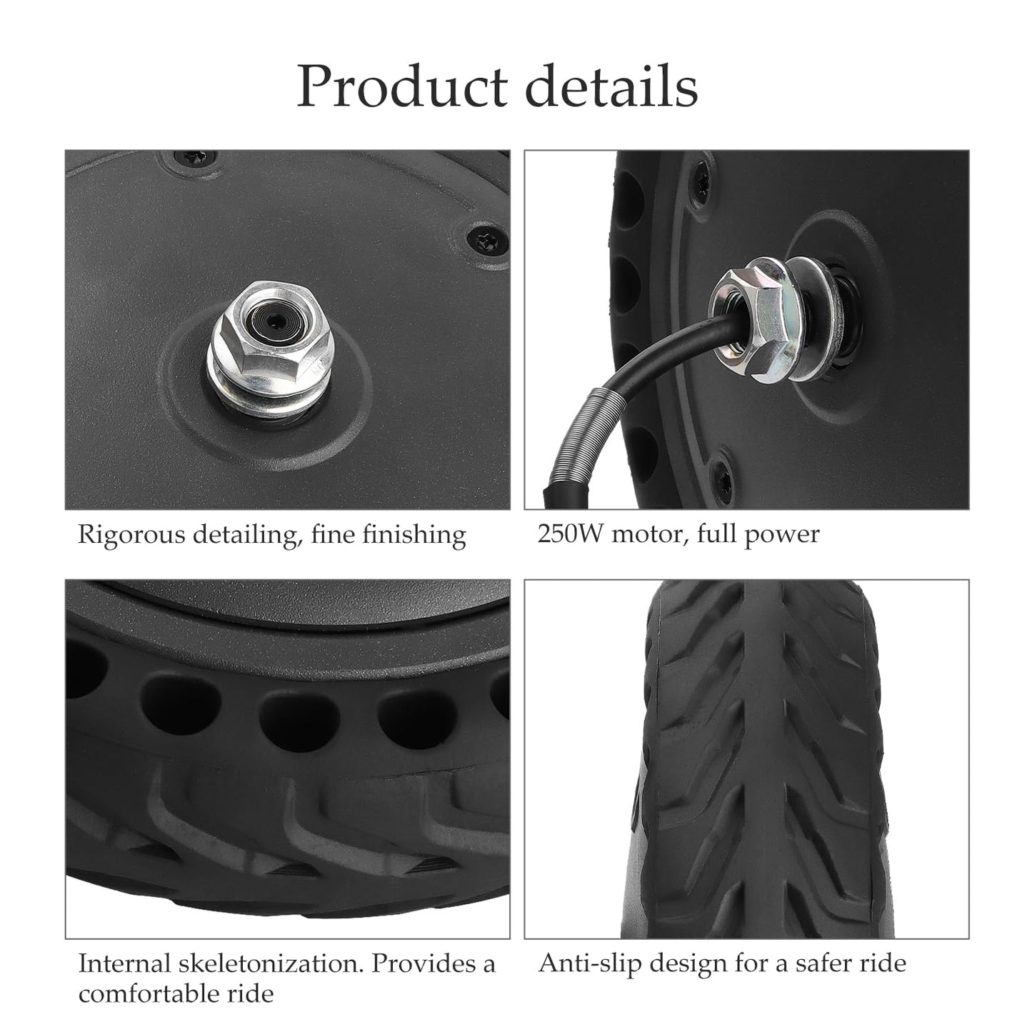 Yungeln Scooter motor with solid rubber tires 36V 250W motor compatible for Xiaomi M365, 1S, Essential electric scooter.