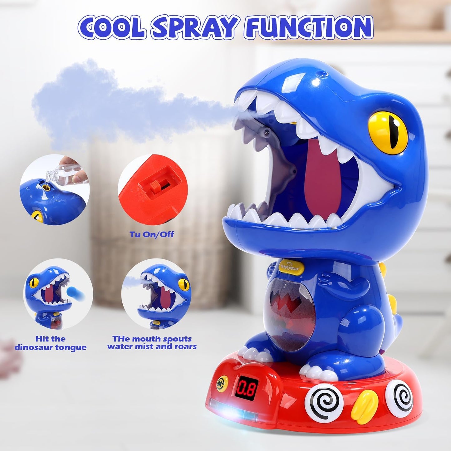 EagleStone Moving Dinosaur Shooting Game for Kids, Spaying & Auto-Scoring, Dino Target Game with 2 Pump Guns, 48 Foam Balls, Sound, Gift for Boys & Girls, Party Game