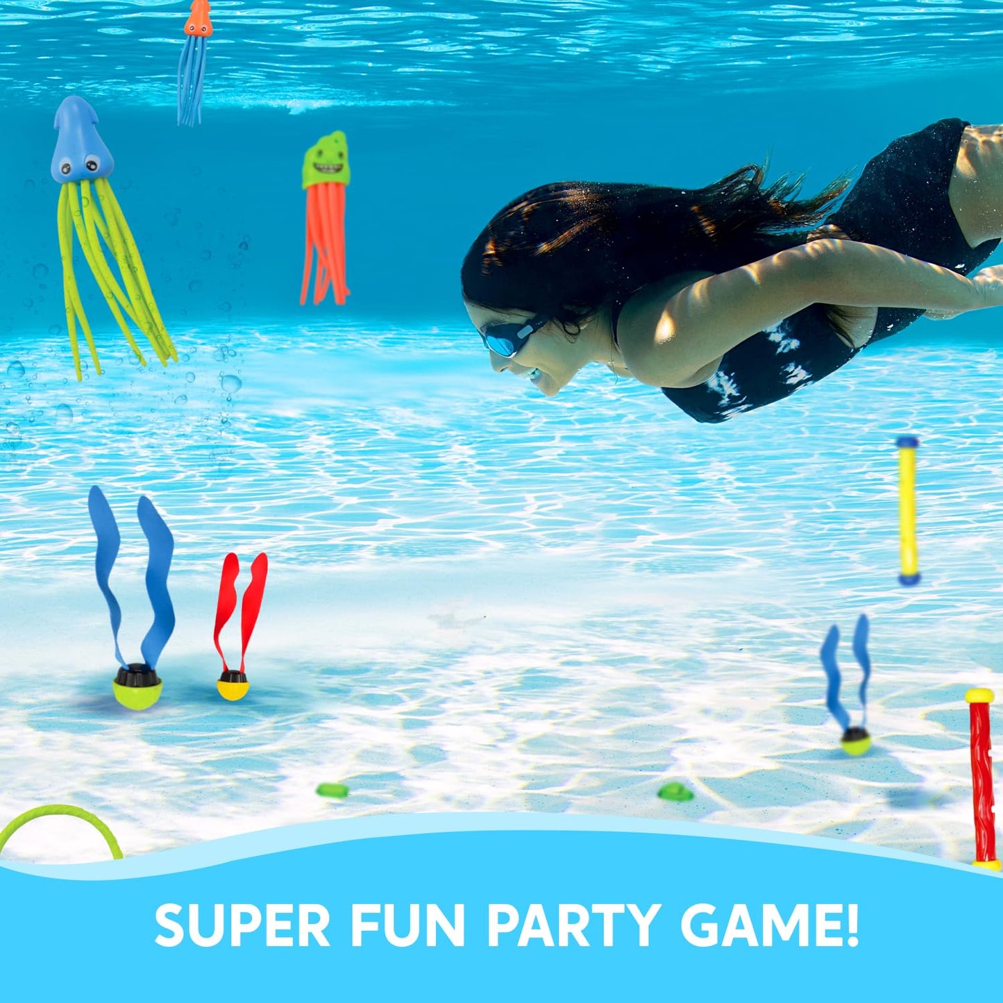JOYIN 30 Pieces Diving Toys Underwater, Kids Dive Toy Set: 5 Dive Sticks, 6 Dive Rings, 5 Pirate Treasures, 4 Toypedo Bandits, 3 Algae Toys, 3 Fish Toys, 4 Octopus