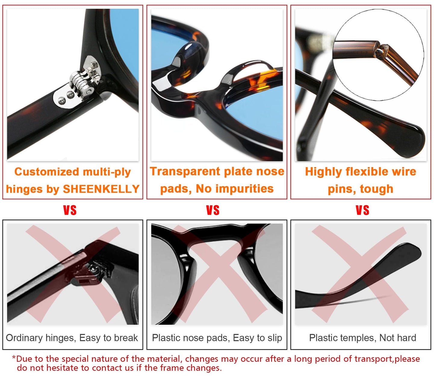 SHEEN KELLY Retro Acetate Oval Sunglasses for Men Women High-Definition Polarized Round Lens Material