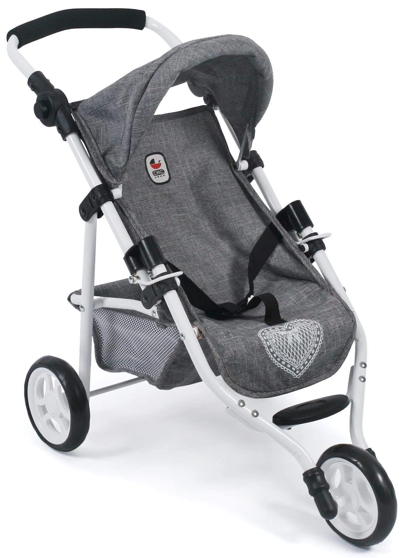 Bayer Chic 2000 - Doll Buggy Lola, Jogging Buggy, Doll Jogger, Doll Carriage, Grey Jeans, 70 x 33 x 62 cm