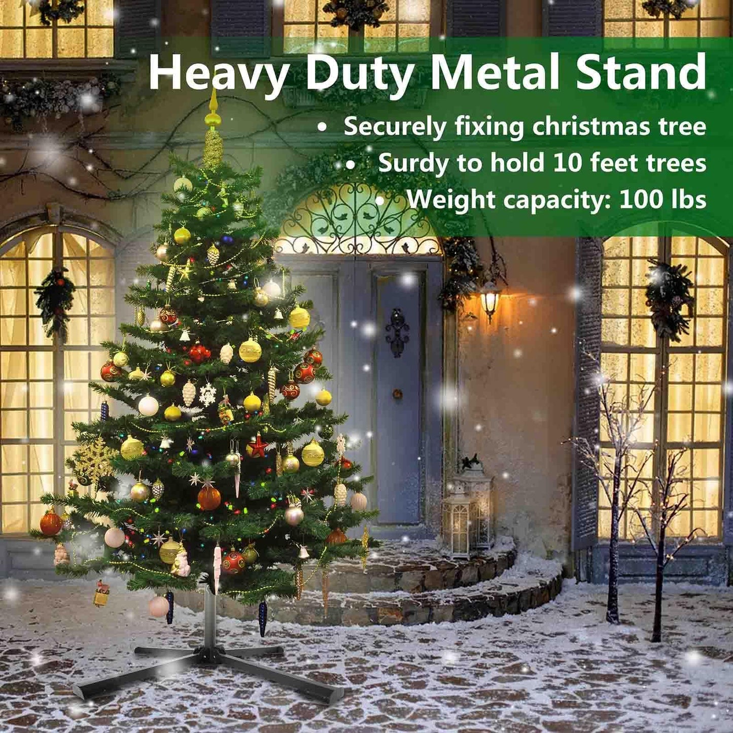 Metal Christmas tree stand, 3 sizes in diameter, universal artificial tree holder for 60 to 280cm, sturdy tree base, foldable stand for tree up to 50kg.