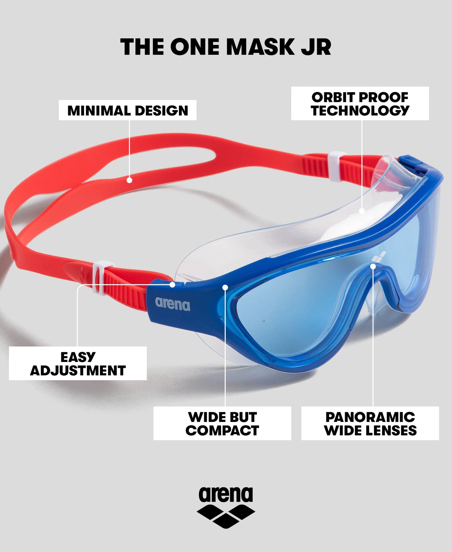 ARENA Kids Swimming Goggles "The One Mirror" for ages 6-12, large fit, polycarbonate lens, silver/soft green/blue, Cosmo