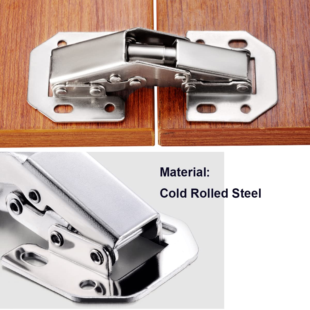 Qrity 8x Spring Opening Angle 90° Butt Hinge for Kitchen Cabinet Doors, No Slot Required, Suitable for Door Panel Thickness 4-22mm.