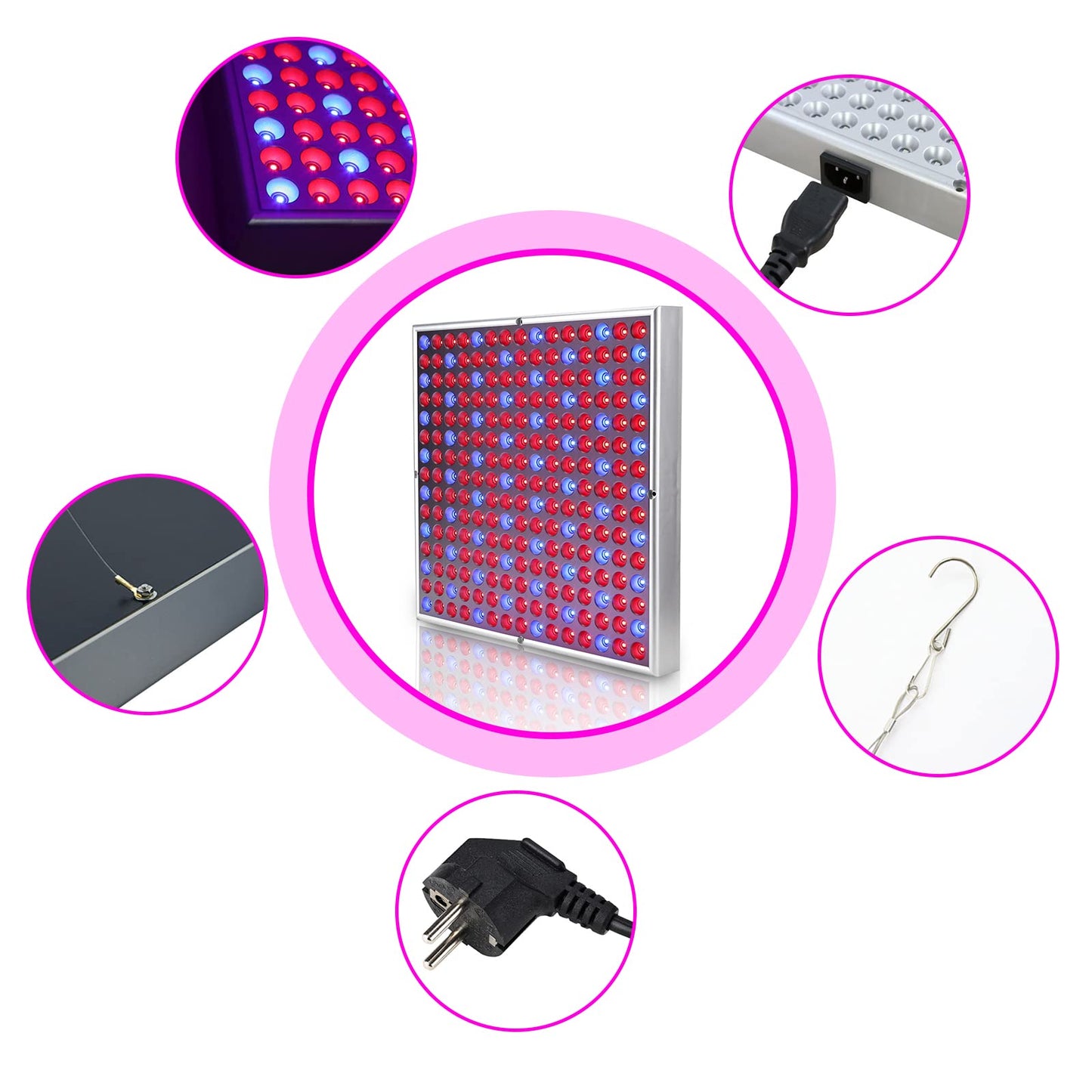 Lospitch LED Grow Light 15W, Full Spectrum Plant Lamp, 225 Red & Blue LEDs Plant Light for Hydroponic, Indoor Seeding Veg Flower, Grow Tent and Greenhouse.