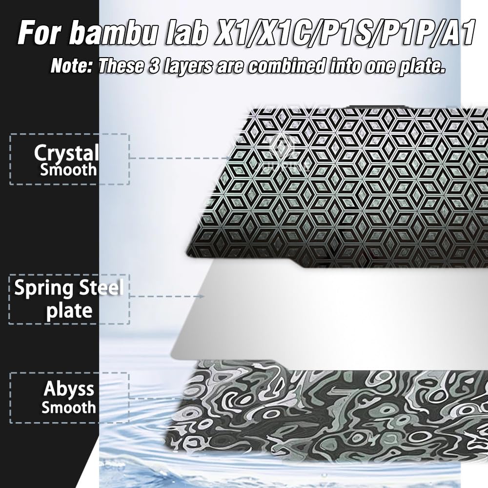 JUUPINE bamboo board Xiangyun + Crystal plate for Bambu lab a1 X1C X1 X1E P1P P1S, 257 x 257 mm carbon plate for bambulab filament
