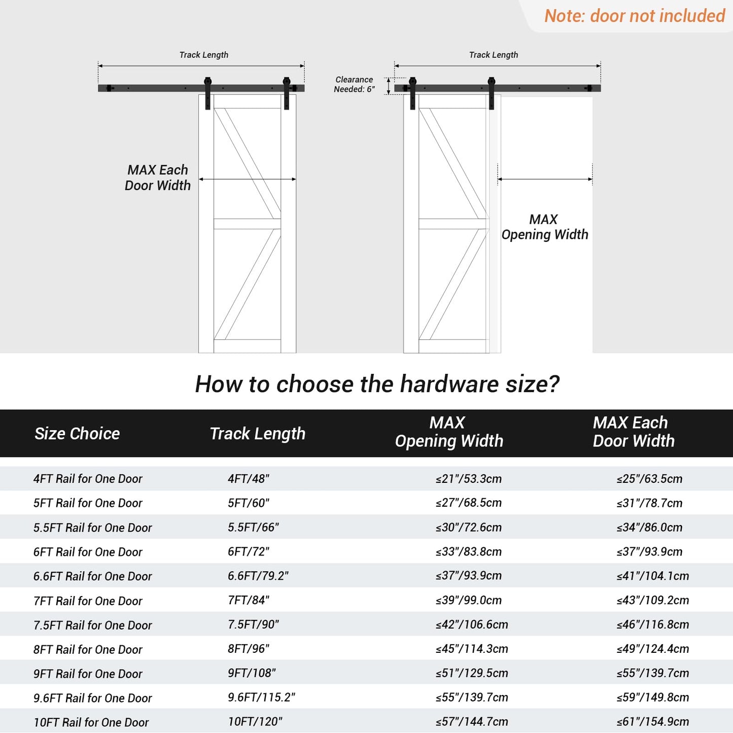 243cm/8FT Sliding Barn Door Hardware Kit Sliding Door System Accessory for Interior Doors, Black