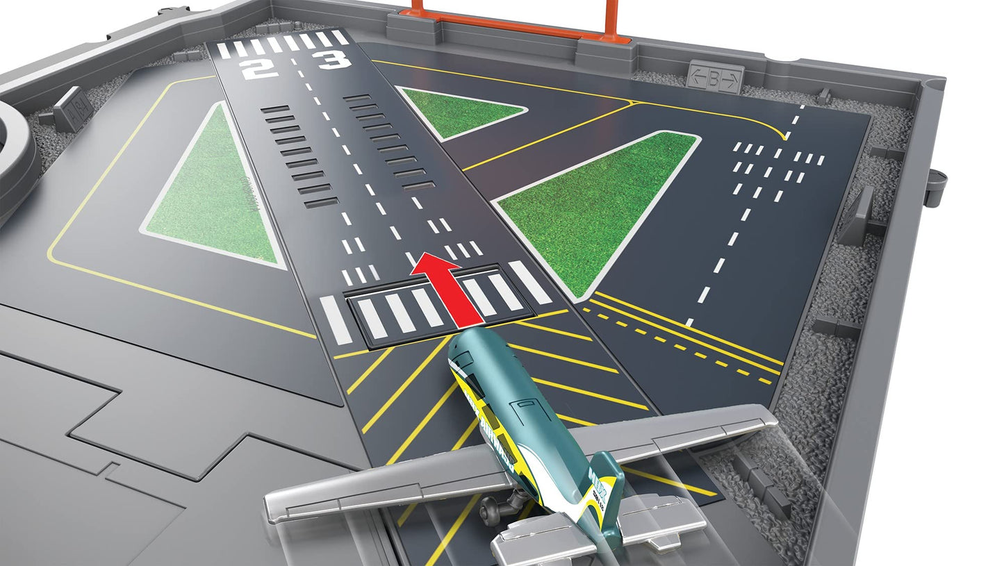 Matchbox HGC59 - Action Drivers Matchbox Airport Adventure with lights, sounds, and moving parts, 1 vehicle and 1 airplane, compatible with other sets, gift for kids ages 3 and up.