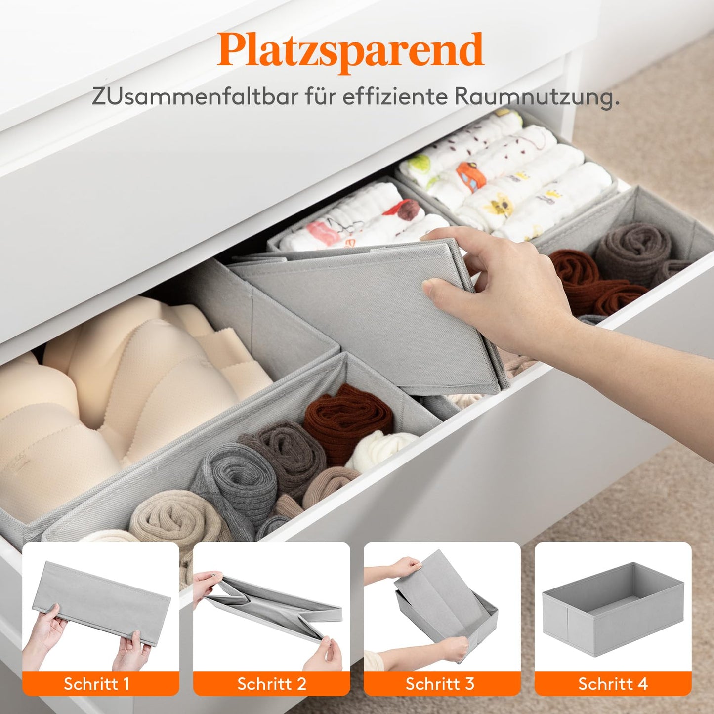 Lifewit 12-Piece Drawer Organizer Set, Closet Wardrobe Organizer Changing Table Drawer Organization System for Wardrobe Bedroom for Clothing, Kids Clothing, Socks, Underwear, Grey