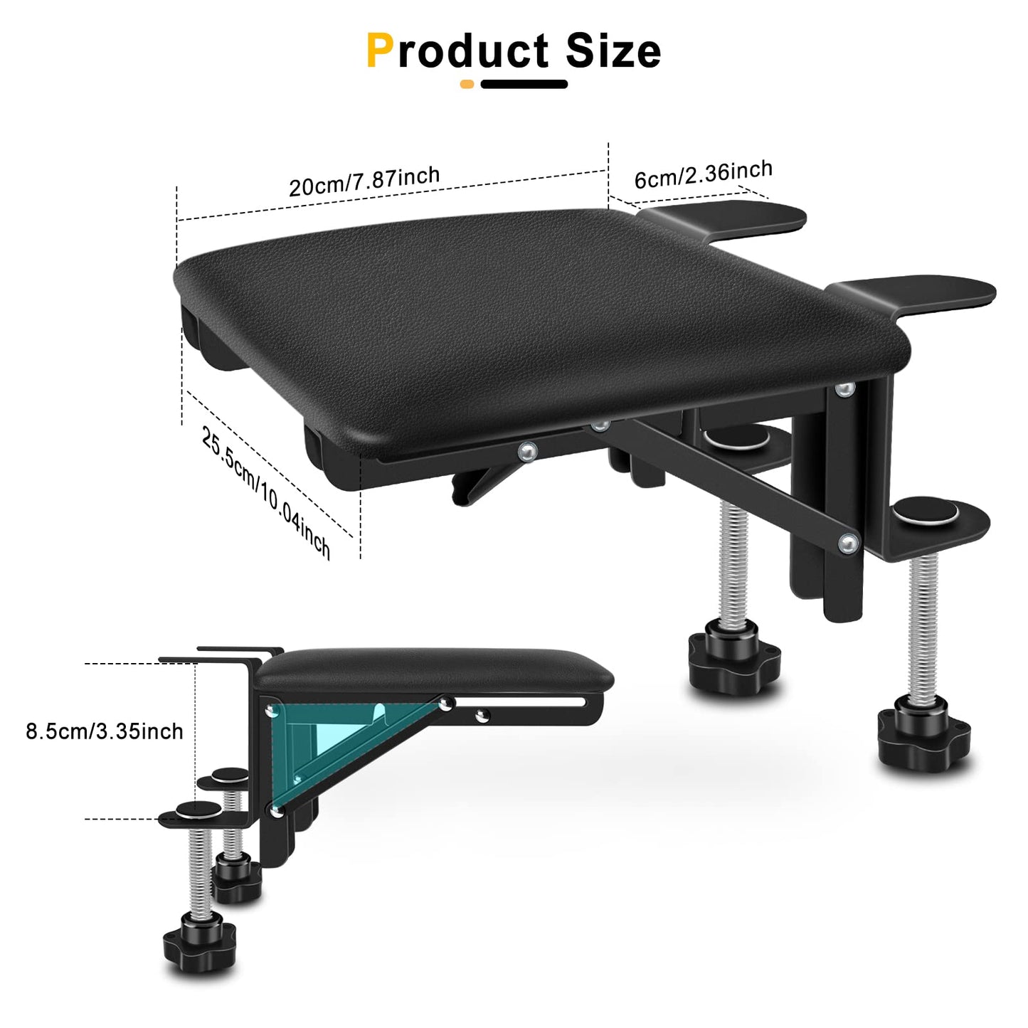 Giecy Armrest Desk Extender, Ergonomic Foldable Computer Desk Armrest Support Armrest Wrist Rest for Home and Office.