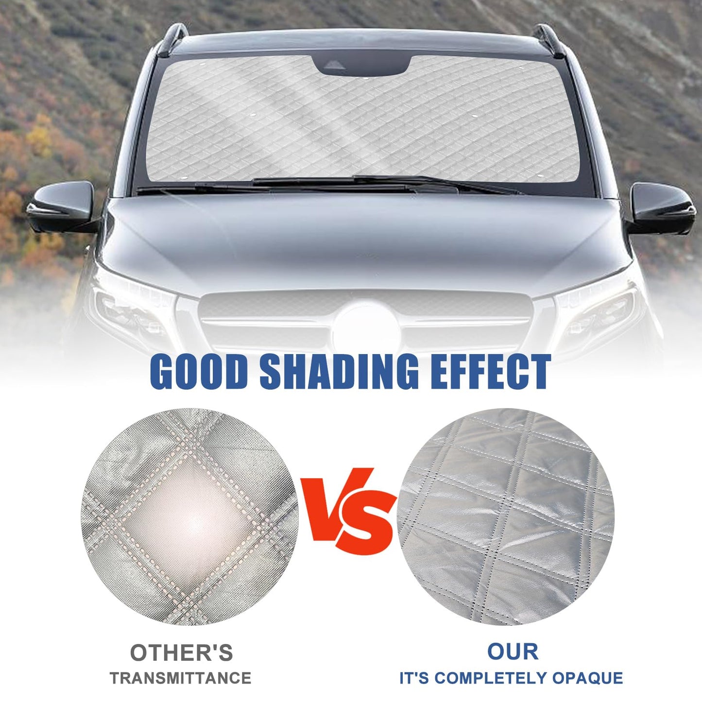 Opaltool thermal insulation mat for driver's cabin interior for Mercedes-Benz VITO II W639/Viano 2003-2014, 10PCS LWB UV & water resistant sunshade front window interior for RV privacy & temperature control.