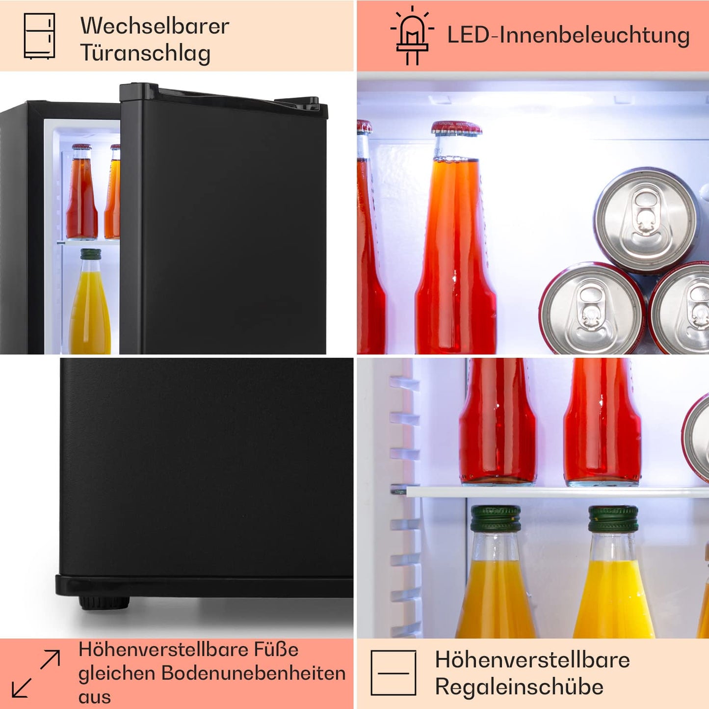 Klarstein mini fridge for rooms, 13L mini fridge for drinks & cosmetics, small minibar, fridge small & quiet, adjustable shelf, small skincare fridge 5-15°C