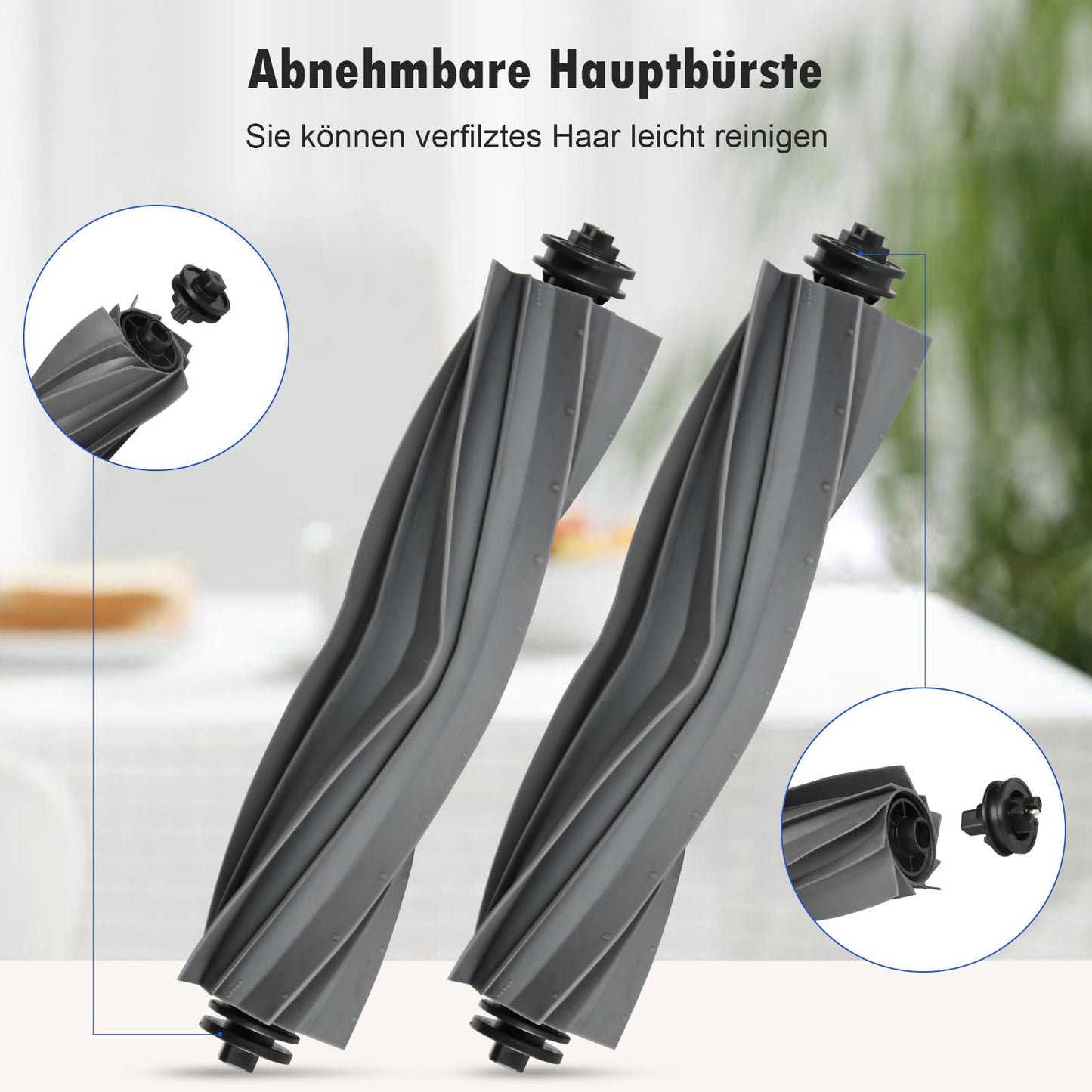 2 main brush accessories for Dreame X40 Ultra / L10s Ultra / L40 Ultra / L10s Ultra Gen 2 / L10s Pro Ultra Heat / D10 Plus Gen 2 robotic vacuum cleaners, rubber brush replacements.