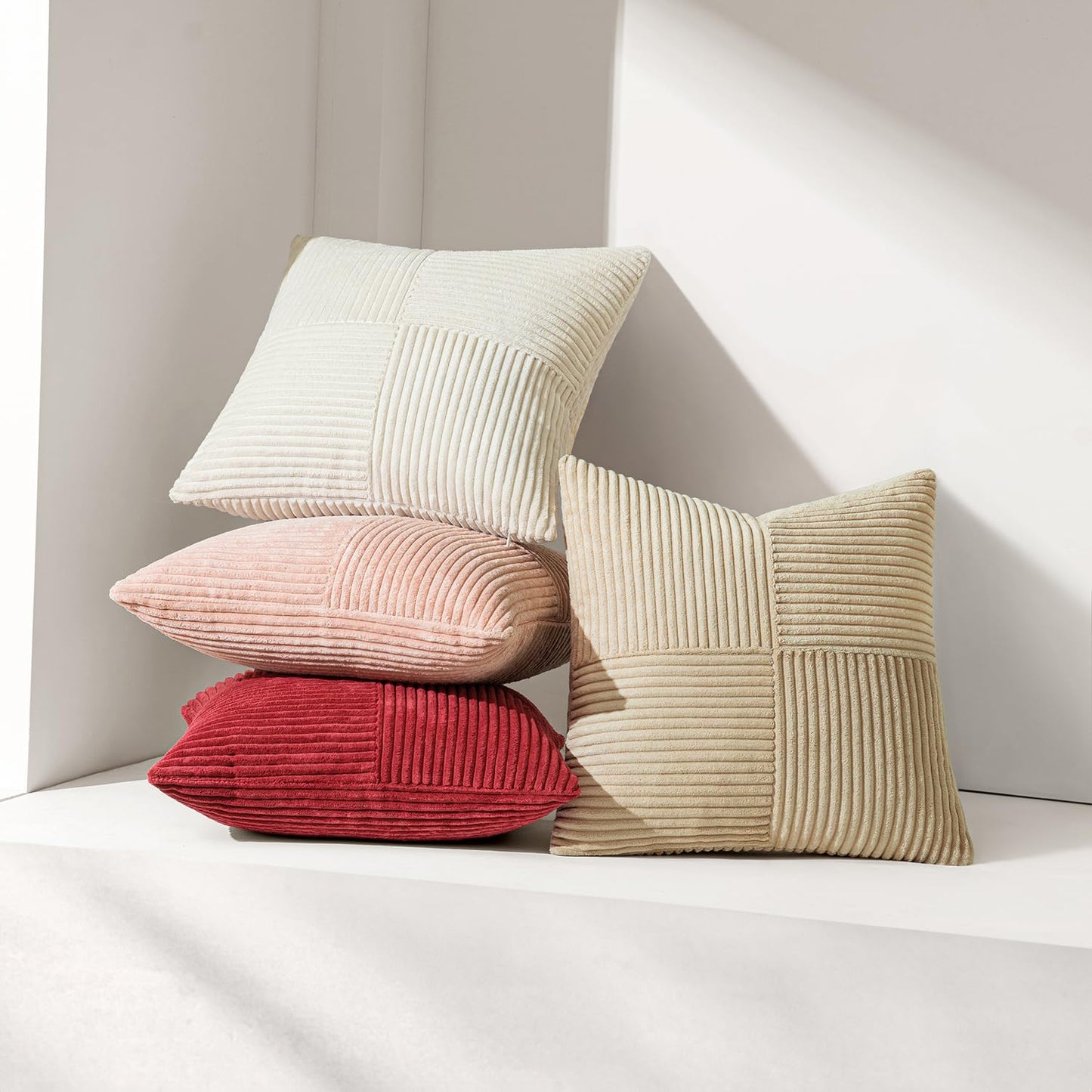 MIULEE 2 Pack Pillow Covers 50x50cm Rose Cushion Cover Pillowcases Throw Pillow Case Boho Couch Pillow Cord Decorative Accent Pillow Cover for Sofa