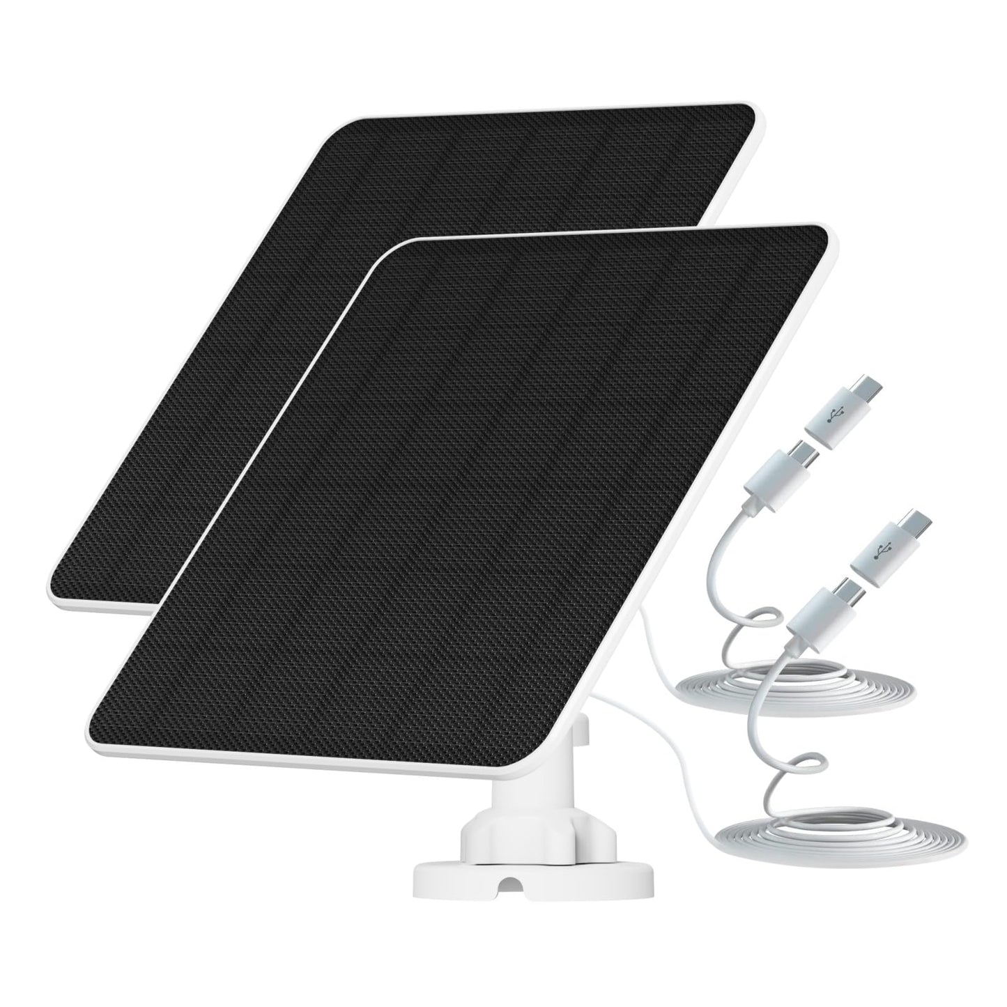 Solar panel for outdoor battery surveillance camera, 6W USB solar module compatible with battery-operated camera, solar panel with 9.8ft charging cable, adjustable security wall mount (2 Pack)