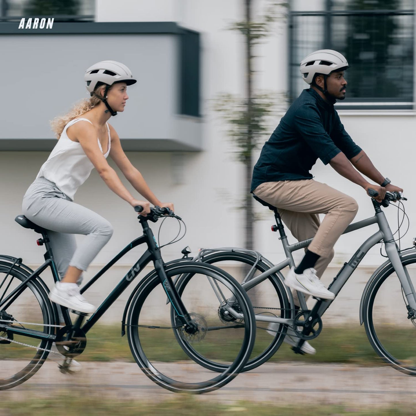 AARON Horn - grip handles with gel damping - ergonomic handlebars made of non-slip rubber - bike grips for e-bike, trekking bike, mountain bike, touring bike in yellow.