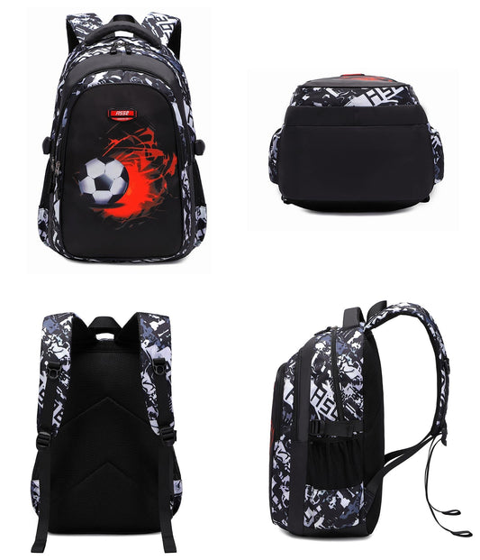 Asge School Backpack for Boys Teenager School Bag for Girls 3-5 Grade Ergonomic Kids Football Print Backpacks for 8-10-15 Year Olds School Bags for Boys Waterproof for School Bags School
