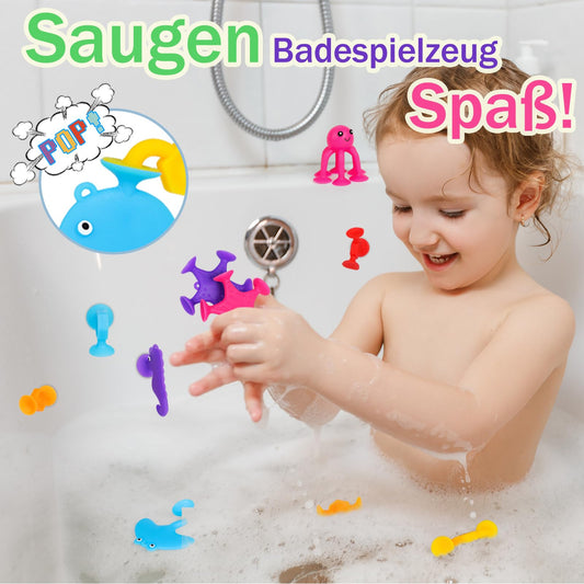 Suction cup toy, 50 pieces sensory silicone building blocks suction toy, bath toy for babies from 3 years with dinosaur egg storage, children stress relief gift for 4 5 6 year old boys and girls.