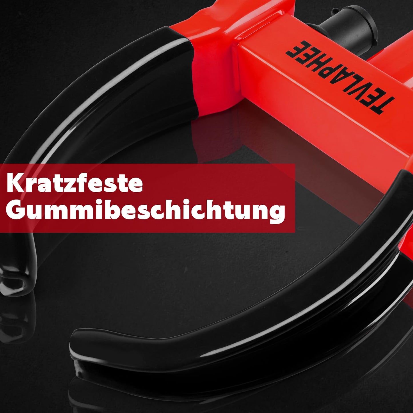 Tevlaphee Wheel Clamp with safety lock and 3 keys for cars, trailers, and caravans - tire width 19-30cm - Wheel lock tire clamp anti-theft security device (Black & Red)