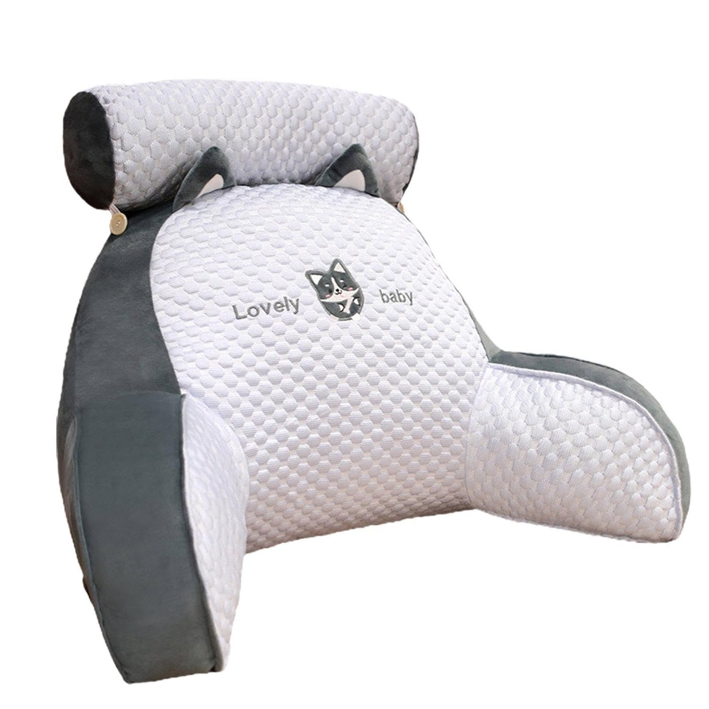 Cute reading pillow with armrests, perfect for bed and sofa. Bed chair backrest pillow with armrests and back support. Great gifts for husband and boyfriend.